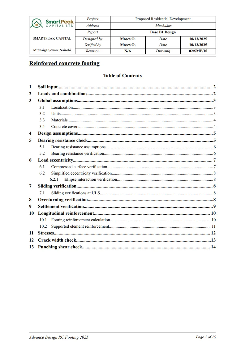 Structural analysis — column schedule