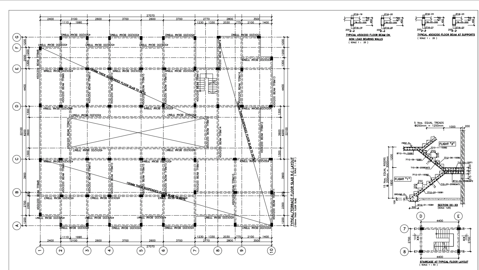 Beam layout and staircase RC details